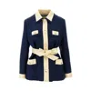 Valentino Collared Single-breasted Coat Jacket With Belted Waist In Blue