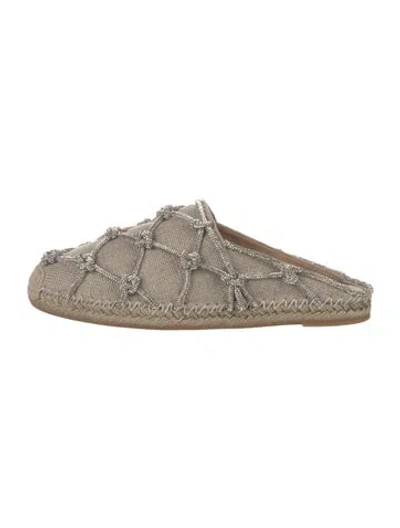 Pre-owned Valentino Garavani Canvas Patterned Espadrilles In Neutrals