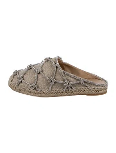 Pre-owned Valentino Garavani Canvas Patterned Espadrilles In Neutrals