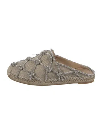 Pre-owned Valentino Garavani Canvas Patterned Espadrilles W/ Tags In Neutrals