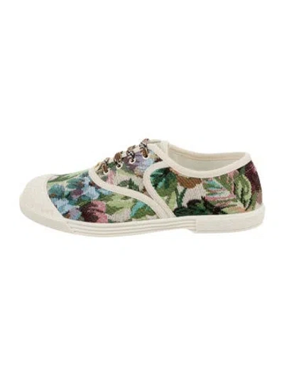 Pre-owned Valentino Garavani Canvas Printed Sneakers In Green