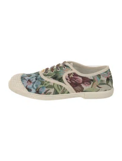 Pre-owned Valentino Garavani Canvas Printed Sneakers W/ Tags In Neutral