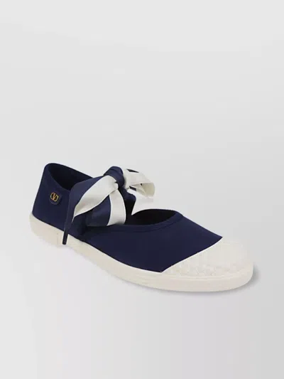 Valentino Garavani Canvas Ribbon Rubber Sneakers In Blue