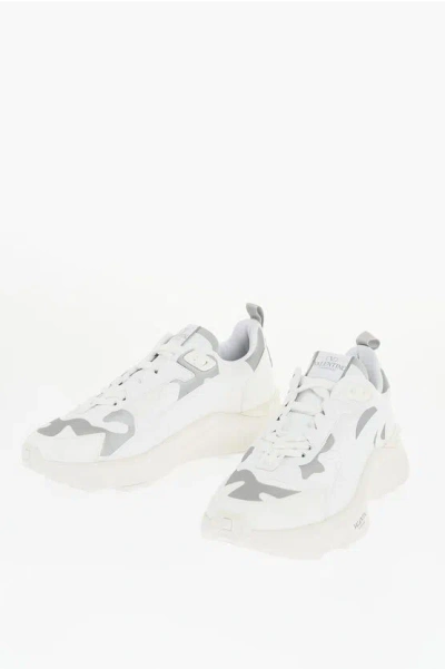 Valentino Garavani Canvas Rockstud Sneakers With Rubber Sole In White