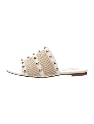 Pre-owned Valentino Garavani Canvas Slides In Neutrals