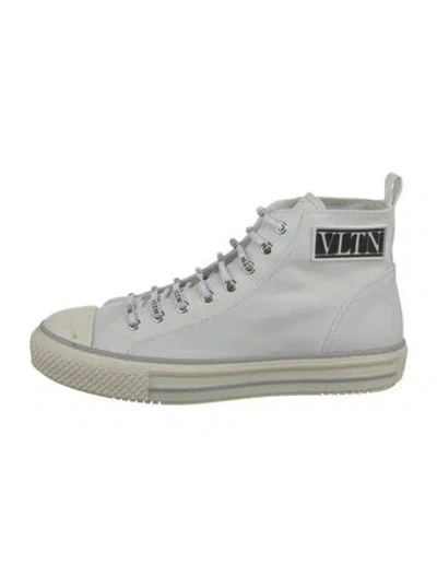 Pre-owned Valentino Garavani Canvas Sneakers In White