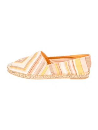 Pre-owned Valentino Garavani Canvas Striped Espadrilles In Orange