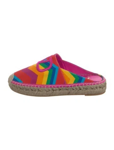 Pre-owned Valentino Garavani Canvas Striped Espadrilles In Pink