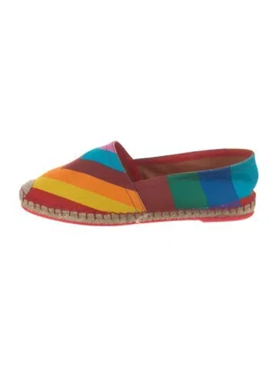 Pre-owned Valentino Garavani Canvas Striped Espadrilles In Red