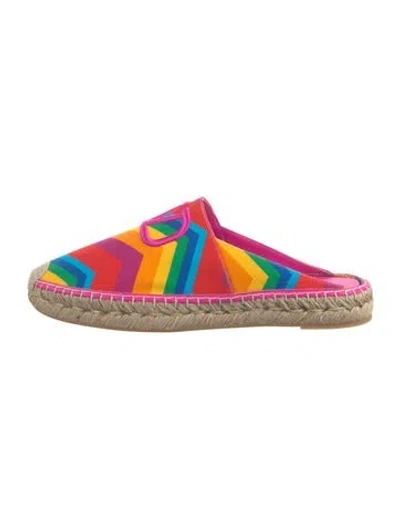 Pre-owned Valentino Garavani Canvas Striped Espadrilles W/ Tags In Pink