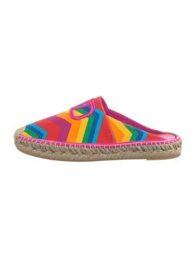 Pre-owned Valentino Garavani Canvas Striped Espadrilles W/ Tags In Pink