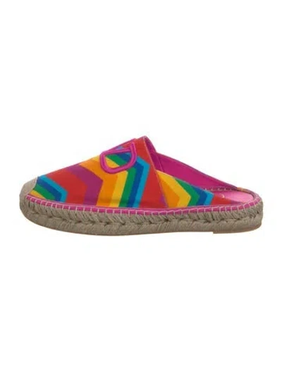 Pre-owned Valentino Garavani Canvas Striped Espadrilles W/ Tags In Pink