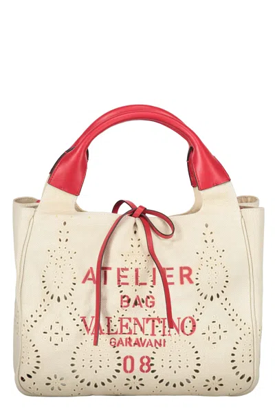 Valentino Garavani Canvas Tote Bag In Ivory