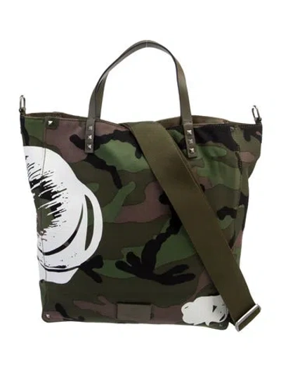 Pre-owned Valentino Garavani Canvas Tote In Green