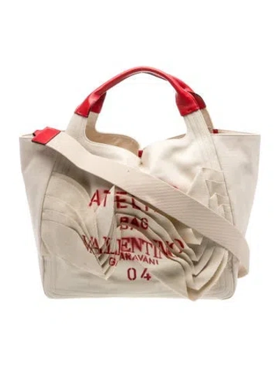 Pre-owned Valentino Garavani Canvas Tote In Neutrals
