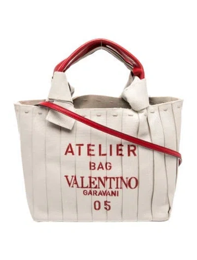 Pre-owned Valentino Garavani Canvas Tote In Neutrals