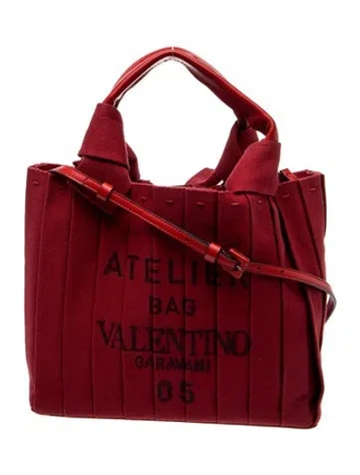 Pre-owned Valentino Garavani Canvas Tote In Red