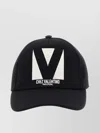 Valentino Garavani Black Hat With Logo On The Front In Cotton Man