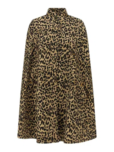 Valentino Cape In Animalier Cloth In Brown