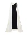 Valentino Asymmetric-neck Contrast Cape Gown In White
