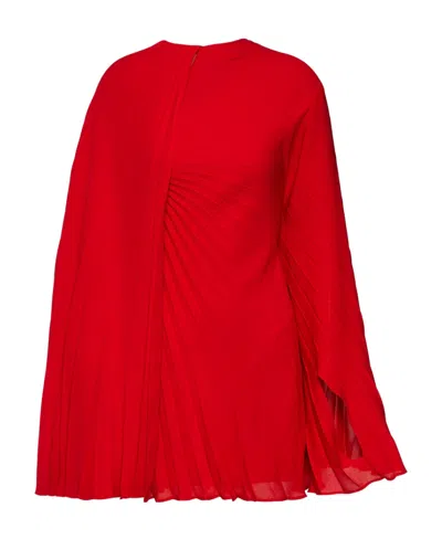 Valentino Dressed In Silk Cloak In Red