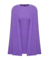 Valentino Cape-style Silk Dress In Purple