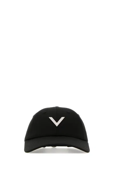 VALENTINO GARAVANI VALENTINO GARAVANI BLACK STRETCH COTTON BASEBALL CAP