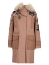 Valentino Embroidered Concealed Zip-front Jacket In Brown