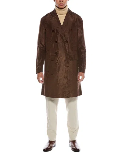 Valentino Cappotto Silk Jacket In Brown