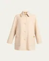 Valentino Wool Coat With Rounded Collar And Pockets In Neutral