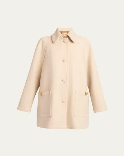 VALENTINO CAPPOTTO WOOL V GOLD-TRIM JACKET