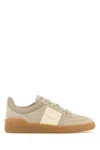 Valentino Leather Sneakers With Panelled Design And Side Stripe Detailing In Brown