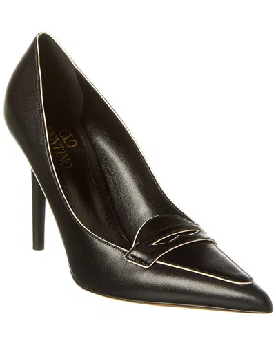 Valentino Garavani Valentino Capretto 100 Bicolor Leather Loafer Pump In Brown