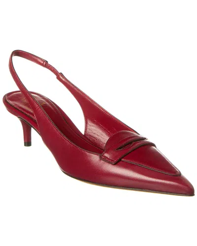 Valentino Garavani Valentino Capretto 50 Bicolor Leather Loafer Slingback Pump In Red
