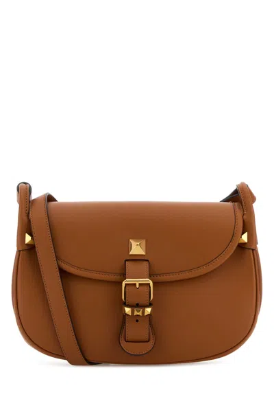 Valentino Garavani Caramel Leather Flaneuse Crossbody Bag In Brown