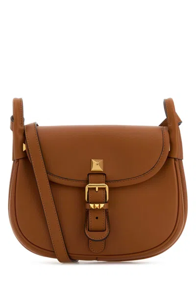 Valentino Garavani Caramel Leather Flaneuse Crossbody Bag In Brown