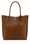 Valentino Caramel Leather Medium Vlogo Locker Shopping Bag