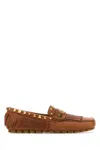 Valentino Brown Split-leather Plaster Caster Loafers In Brown
