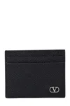 Valentino Garavani  Vlogo Signature Black Calfskin Cardholder In Black