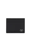Valentino Garavani Vlogo Signature Garnet Calfskin Card Holder Accessories In Black