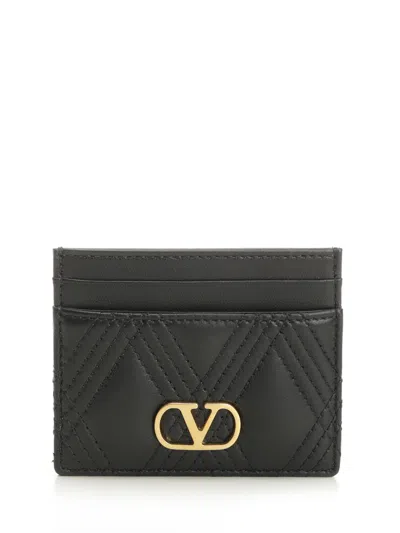 Valentino Garavani Card Holder | Quiltie 67 | Nappa Deluxe/a.brass Logo Wallets Black
