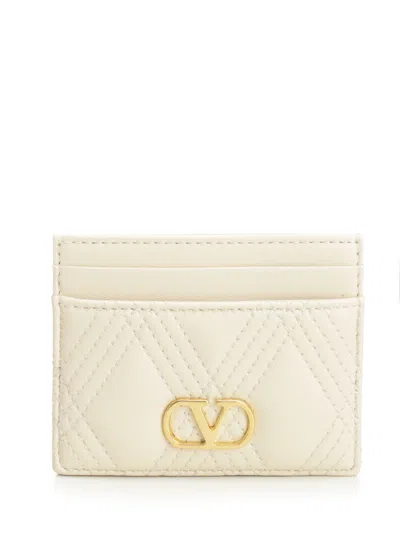VALENTINO GARAVANI CARD HOLDER | QUILTIE 67 | NAPPA DELUXE/A.BRASS LOGO WALLETS WHITE