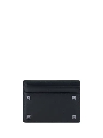 Valentino Garavani Card Holder | Rockstud | Vitello/black R