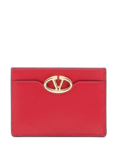 Valentino Garavani Card Holder The Bold Edition In Calfskin In Red