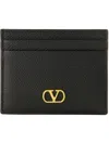 Valentino Garavani Vlogo Signature Grainy Calfskin Card Holder Woman Black Uni In Black