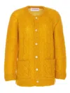 Valentino Mens Patch-pocket Mohair-blend Cable Knit Cardigan Ocra In Amarillo