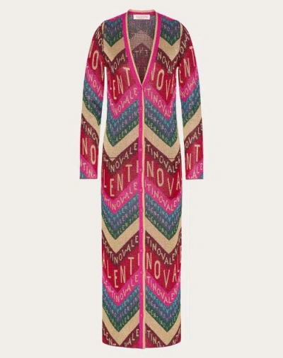 Valentino Multicolor Chevron Lurex Cardigan