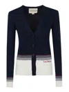 Valentino Garavani Navy Blue Wool Cardigan In Black