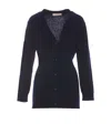Valentino Knitwear With Belted Waist And V-neck In Blue