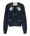 Valentino Embroidered Virgin-wool Cardigan In Blue